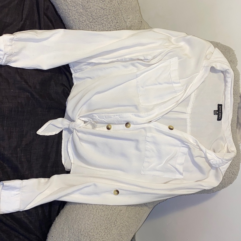 White button down long sleeve shirt